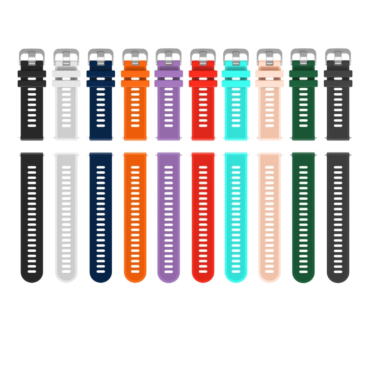 Assorted silicone twill watch bands for Amazfit BIP, 20 mm, showing metal clasps