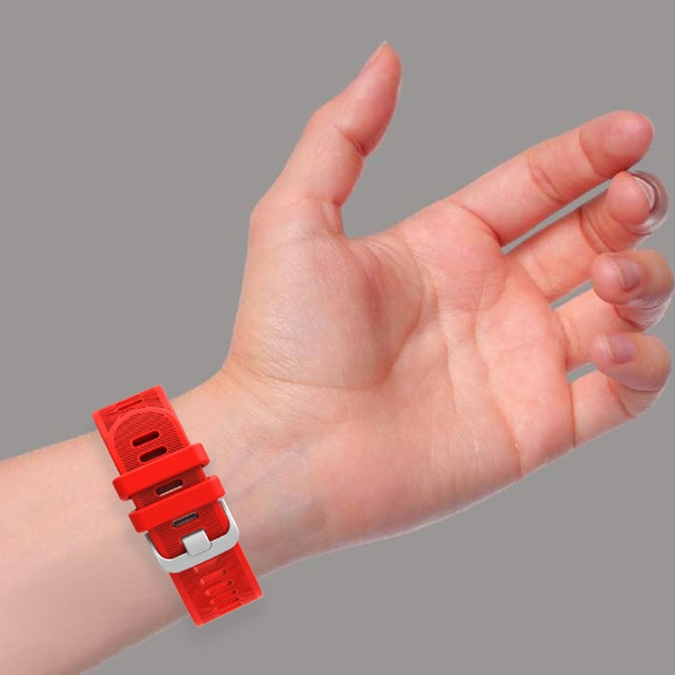 Red silicone twill watch band on wrist with metal buckle, 20 mm for Amazfit BIP