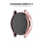 Rose-pink TPU watch case with clear front screen cover for charging in place