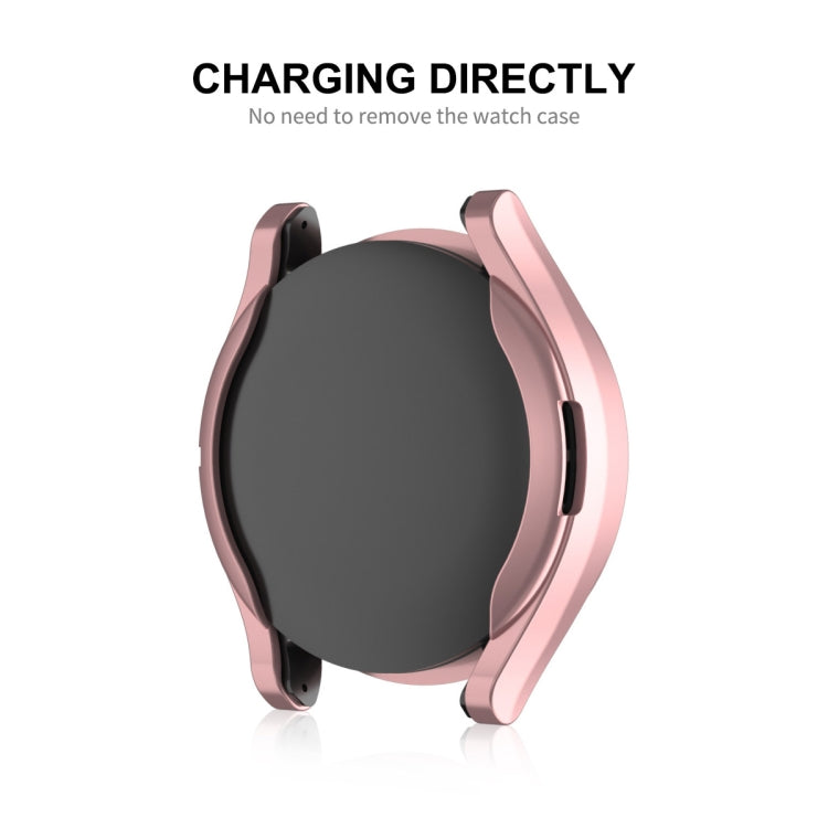 Rose-pink TPU watch case with clear front screen cover for charging in place