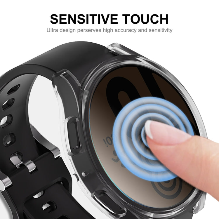 Transparent TPU screen cover on a black watch case for smooth touch control