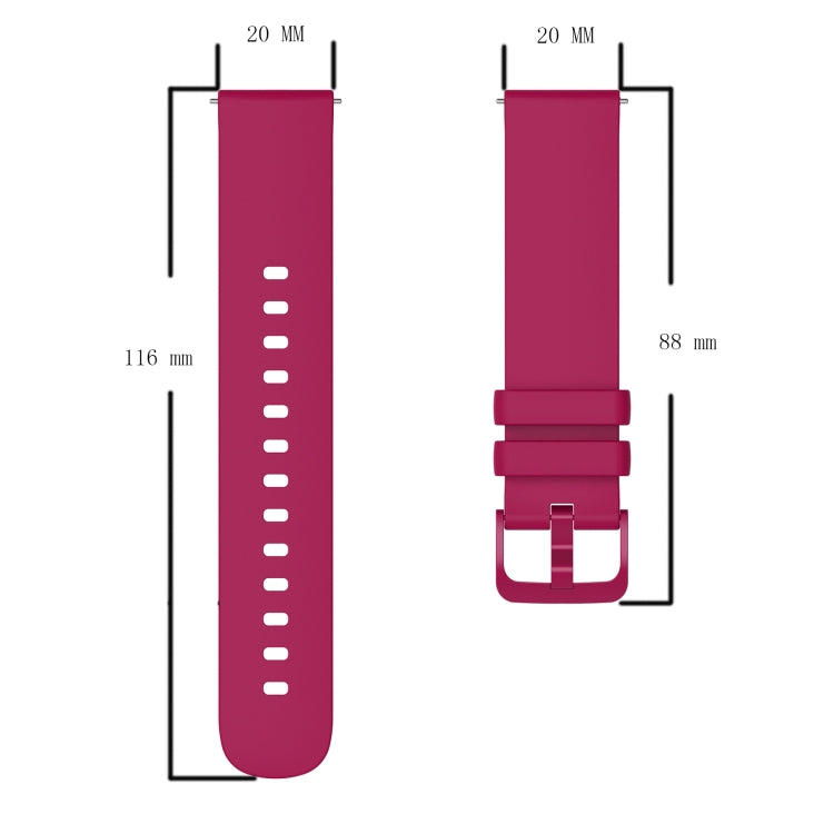 20mm Solid Color Soft Silicone Watch Band, For Amazfit BIP