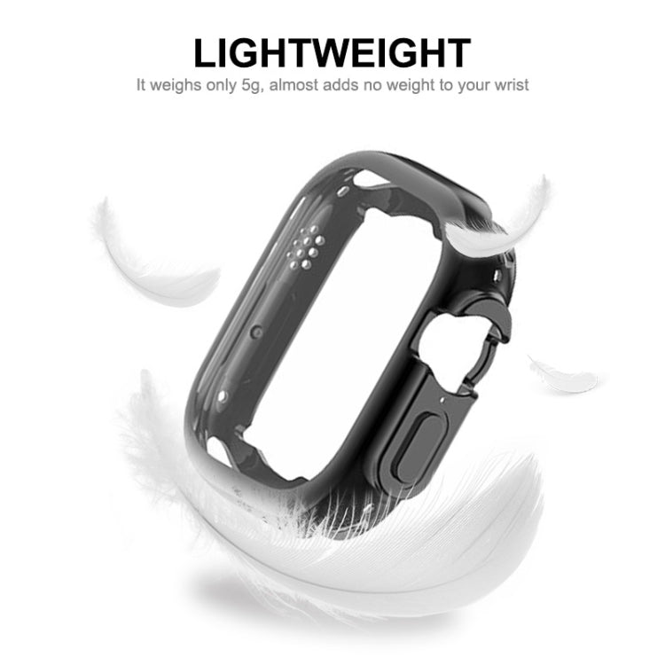 Black lightweight TPU Apple Watch 49mm case with protective screen cover