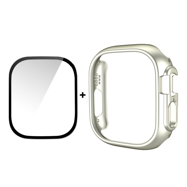 ENKAY 49mm Apple Watch tempered glass + silver protective case set