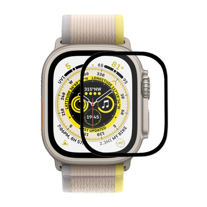 Apple Watch tempered glass screen protector film on watch face, clear edge border