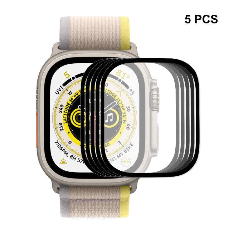 Tempered glass watch screen protector set of 5, multiple curved films over watch face