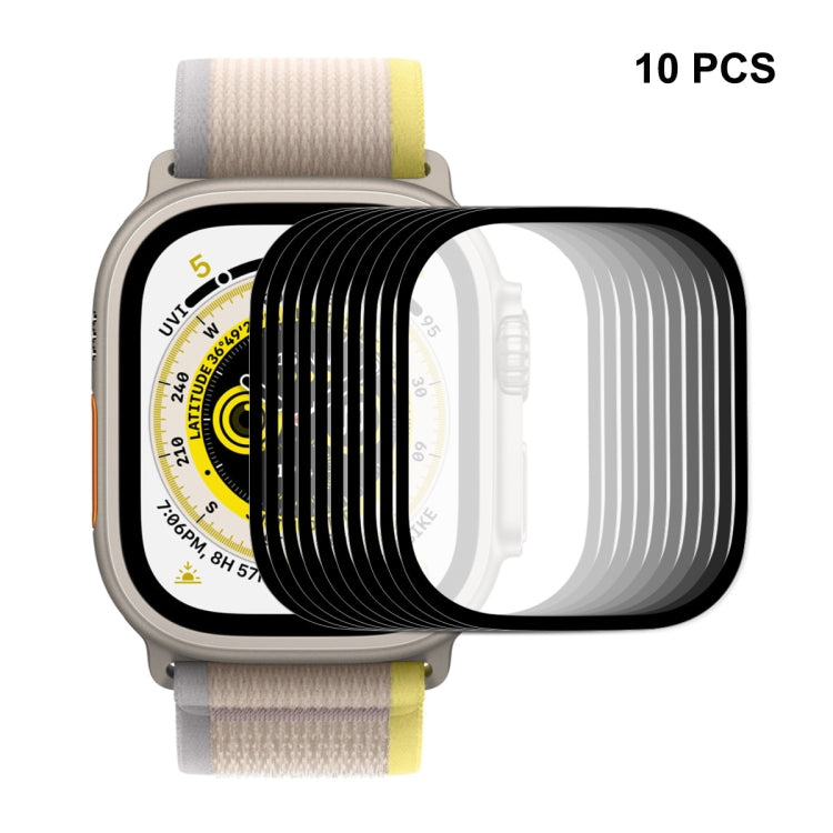 Tempered glass watch screen protector set of 10, stacked curved films over watch face