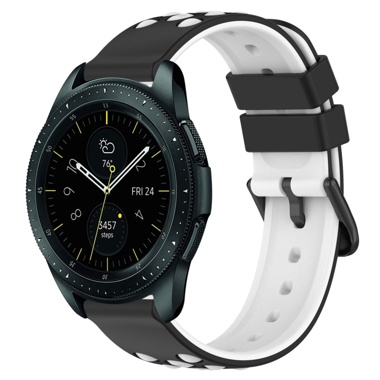 20mm porous two-color silicone watch band for Galaxy Watch 42mm, black with white inner strap