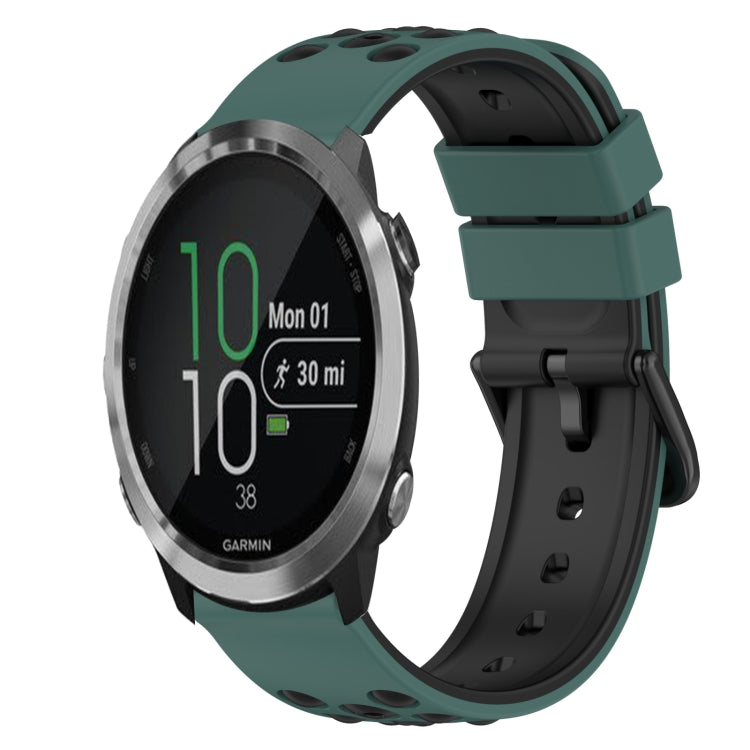 Two-color silicone watch band, olive green with dark green and black sport-style holes