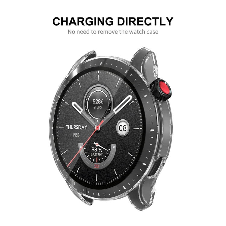 Transparent TPU smartwatch case with charging cutout and red side button