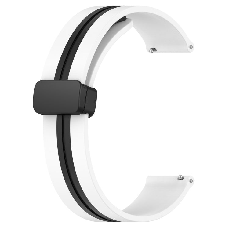 Silicone watch band with folding magnetic clasp, black and white strap