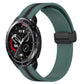 Silicone watch band with folding magnetic clasp, olive green with black clasp