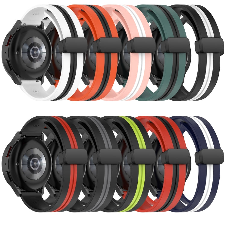 22mm folding magnetic silicone watch band set, multiple colors with black clasps