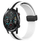 Silicone smartwatch band with folding magnetic clasp, white with black accent stripe