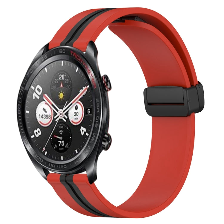 Silicone watch band with magnetic clasp, orange with black stripe accents