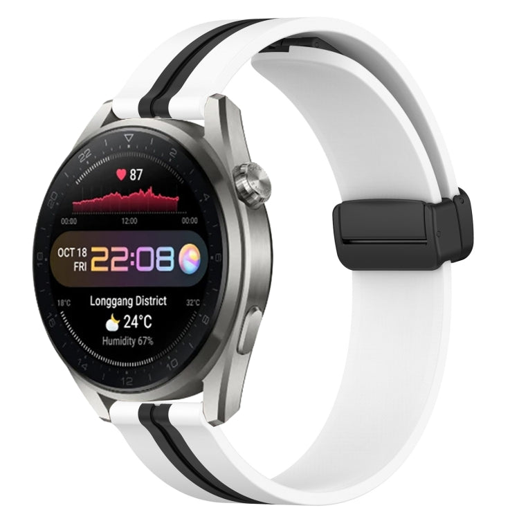 22mm silicone watch band with folding magnetic clasp, white and black