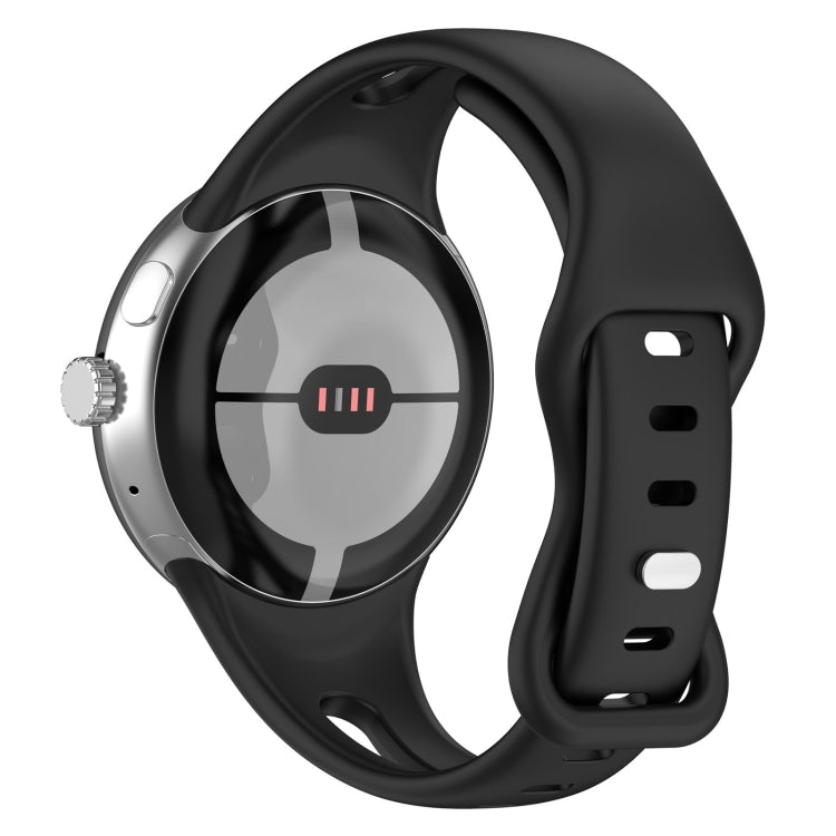 Water Drop Slimming Butterfly Button Solid Silicone Band, For Google Pixel Watch 5 / 4 / 3 / 2 / 1 41mm