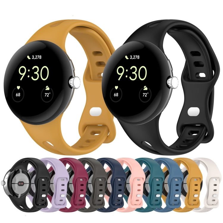 Water Drop Slimming Butterfly Button Solid Silicone Band, For Google Pixel Watch 5 / 4 / 3 / 2 / 1 41mm