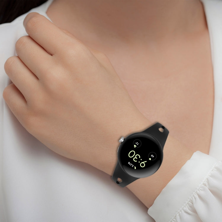 Water Drop Slimming Butterfly Button Solid Silicone Band, For Google Pixel Watch 5 / 4 / 3 / 2 / 1 41mm