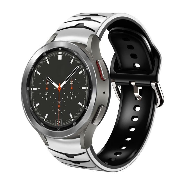 Curved texture silicone watch band in black, with perforations and metal clasp
