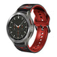 Curved texture silicone watch band in red and black, perforated with metal clasp