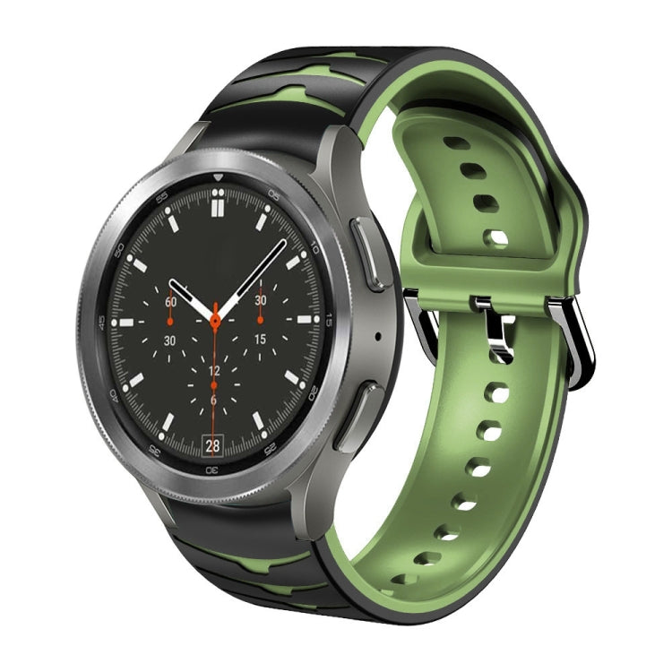 Curved silicone watch band with green and black strap for Galaxy Watch 4