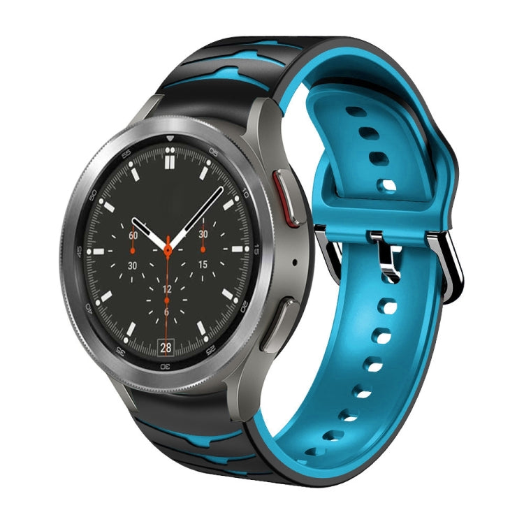Curved silicone watch band with blue and black strap for Galaxy Watch 4