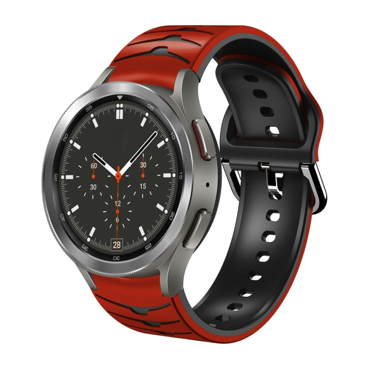 Curved silicone watch band with red and black strap for Galaxy Watch 4