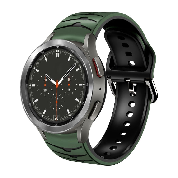 Curved silicone watch band with dark green and black strap for Galaxy Watch 4