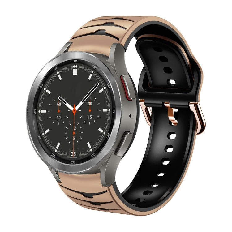 Curved silicone watch band with beige and black strap for Galaxy Watch 4