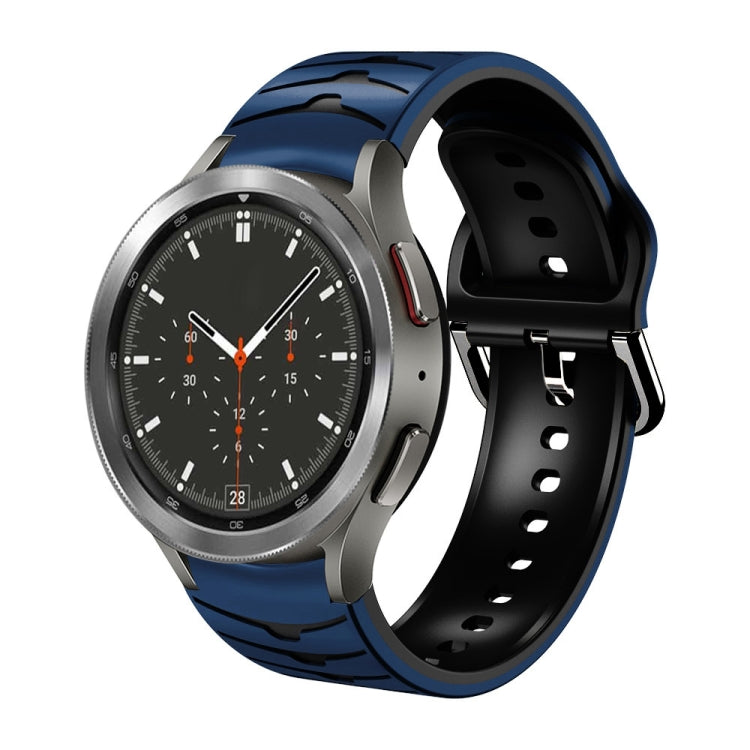 Curved silicone watch band with blue and black strap, arched fit for Galaxy Watch 4