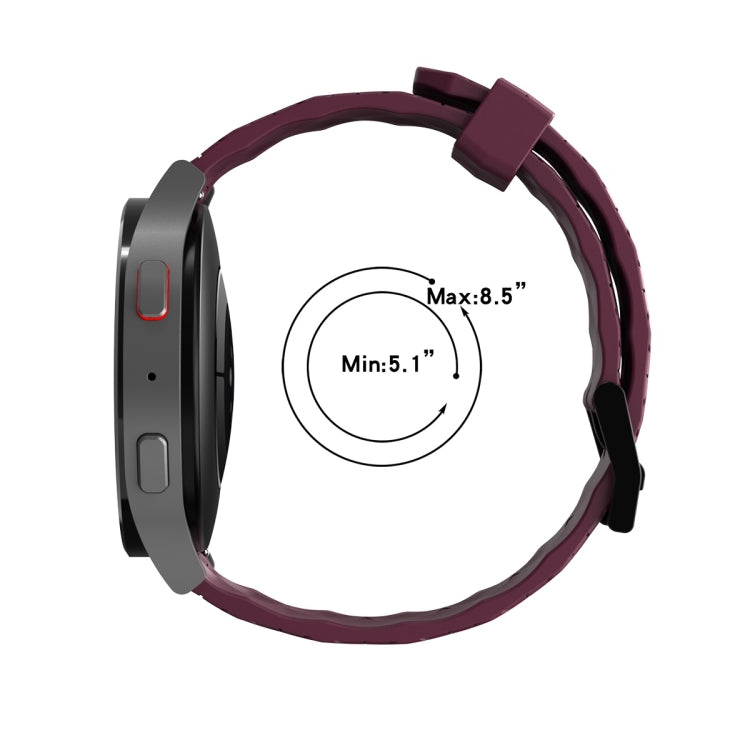 Burgundy curved silicone watch band with size range Min 5.1, Max 8.5