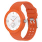 Orange silicone integrated watch band with perforated holes and metal clasp