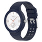 Navy silicone watch band with metal clasp and perforated strap holes