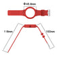 Red silicone integrated watch band with metal clasp and size measurements