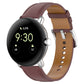 Leather embossed sewing watch band, mauve-purple strap with metal clasp and perforated holes