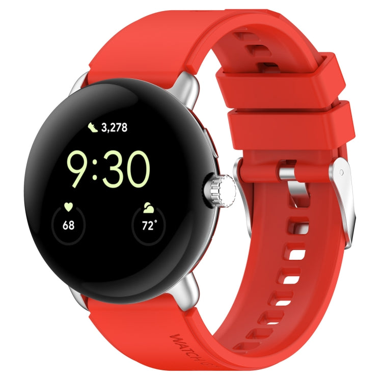 Red silicone watch band with metal connector for 41mm smartwatch