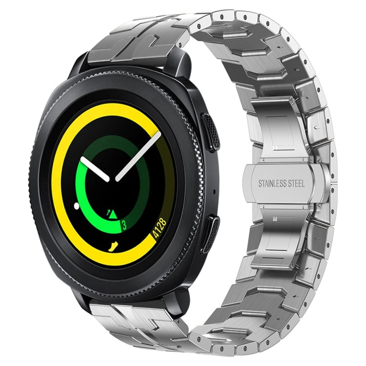 Black smartwatch with neon yellow-green bezel, paired with silver stainless steel band