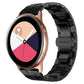 Rose-gold smartwatch with pink and blue face, paired with black stainless steel band