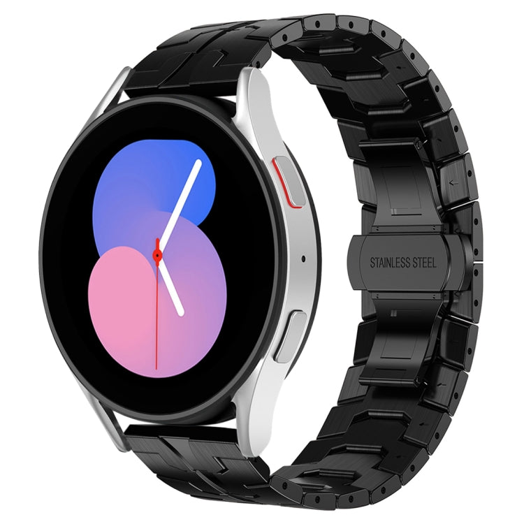 Silver stainless steel watch band with black accents and multicolor watch face, for smart watch