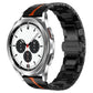 Stainless steel metal watch band with black links and orange accents, for smart watch