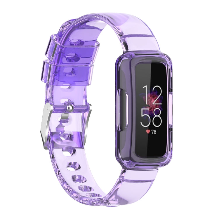 TPU integrated watch band with transparent purple strap and purple watch case for Fitbit Inspire 3