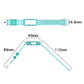 Teal TPU integrated watch band size diagram with clasp and perforated strap
