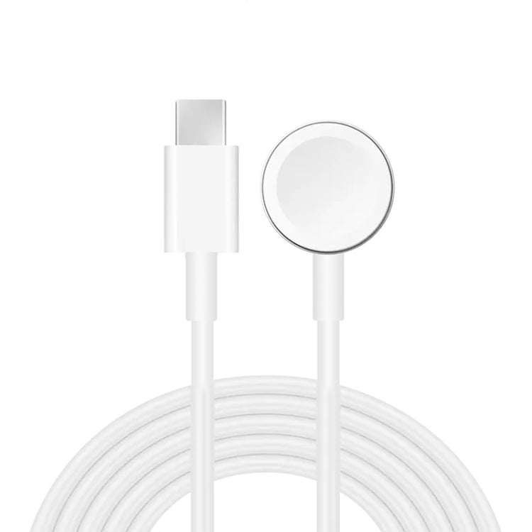 Magnetic USB-C watch charging cable with USB-C plug and round charging puck