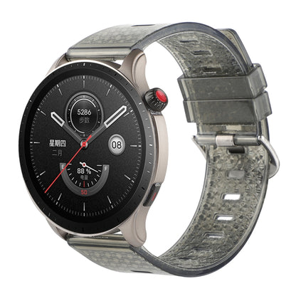 22mm smoky gray transparent diamond TPU watch band with shiny buckle and perforated links