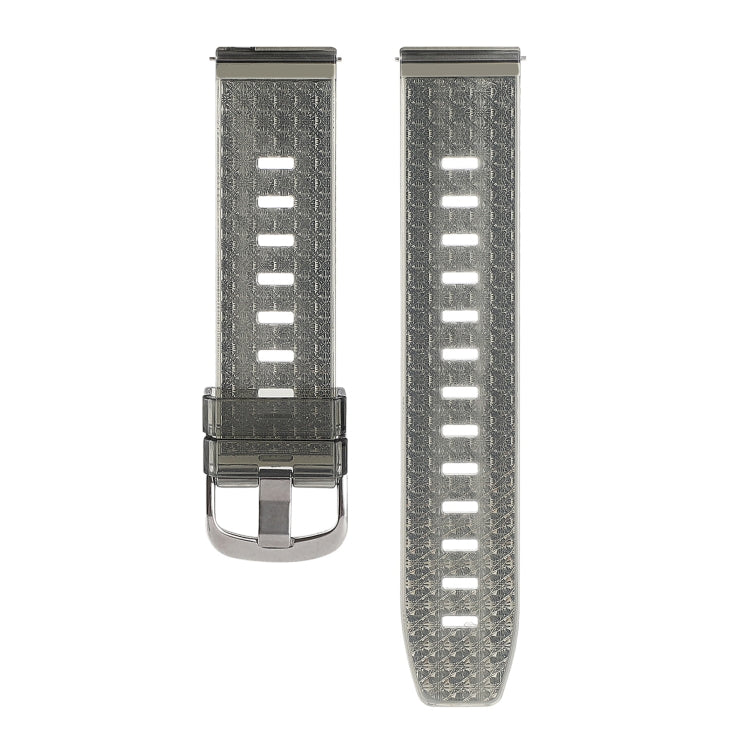 22mm dark gray diamond TPU watch band with shiny buckle and perforated links