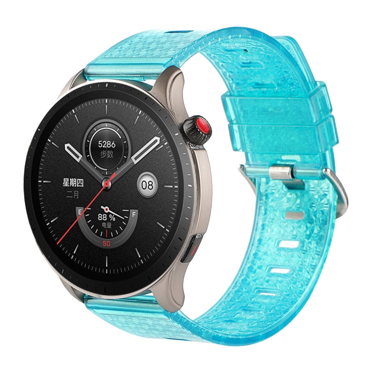 Transparent shiny diamond TPU watch band with turquoise finish, for smartwatch