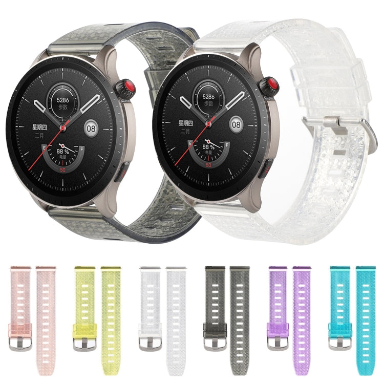 Pair of 22mm transparent diamond TPU watch bands: dark gray and clear, with buckle
