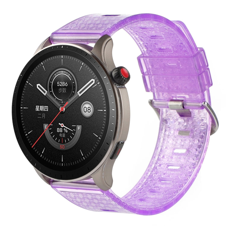 22mm transparent shiny diamond TPU watch band with clasp, purple