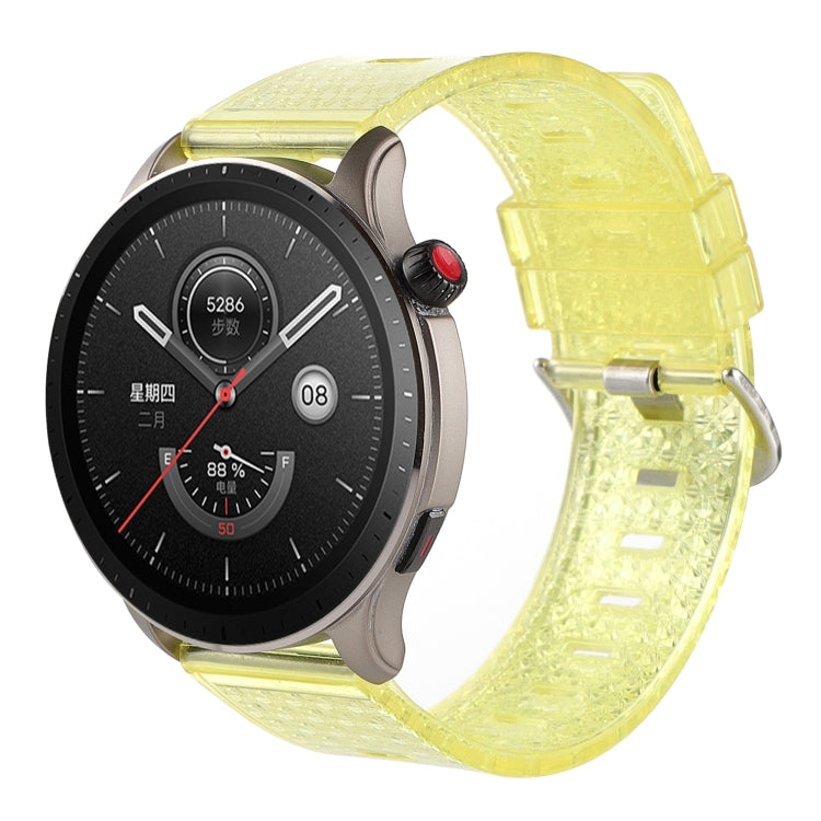 Transparent shiny yellow TPU watch strap with metal buckle, for smartwatch